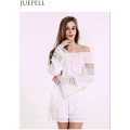 Us Mulheres Verão Strapless Lace Stitching Correias Hollow Branco Sólido Cor Long Sleeve Jumpsuit Piece Shorts